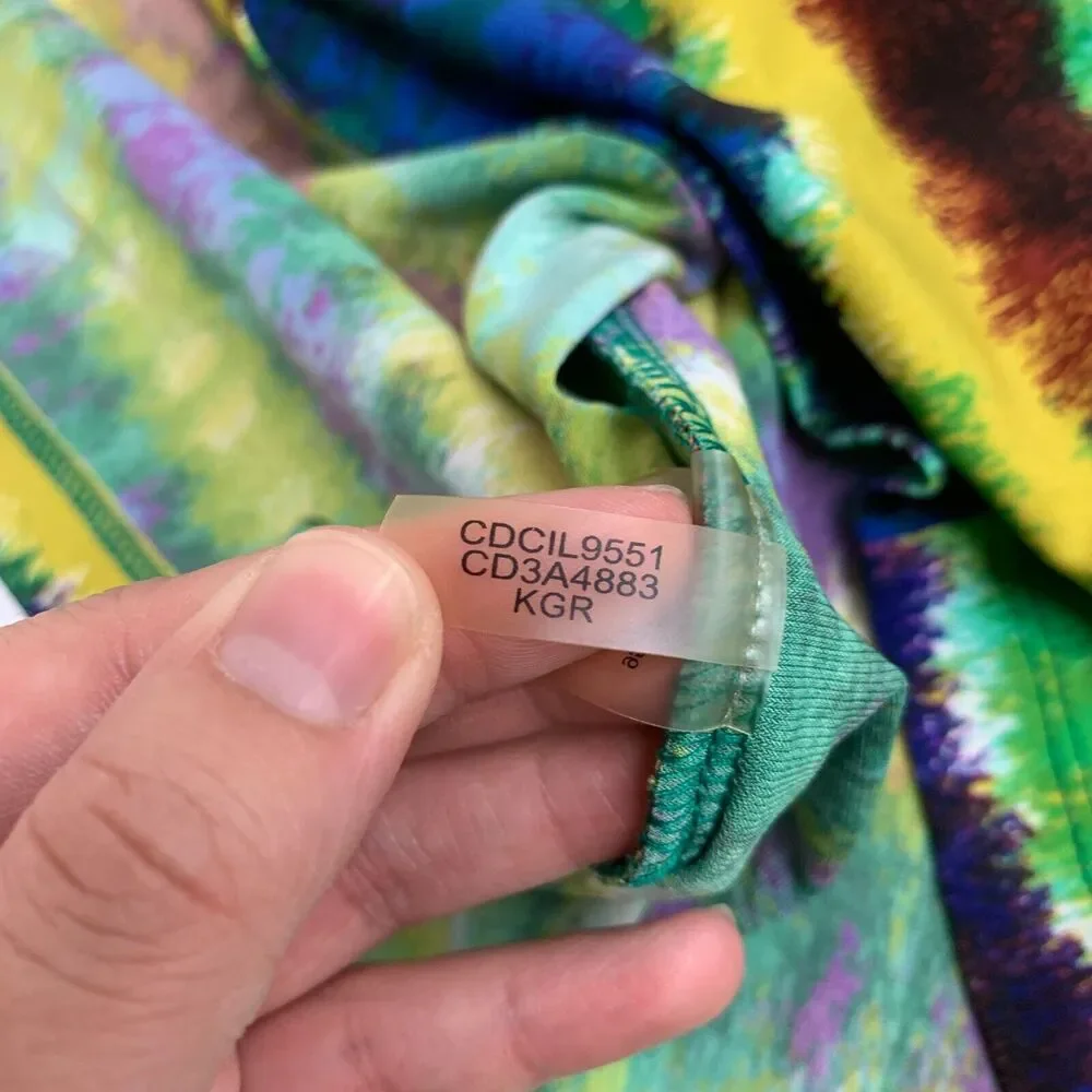 Calvin Klein Tie Dye Wrap Womens 4 Cap Sleeve Plunge V Neck Collar Waist Tie
